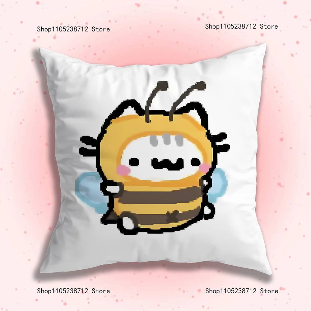 Adorable Cute Cartoon Cat Pillow Case Plush Fabric Soft Pillowcase Double Sided Print Sofa Cushion Cover Throw