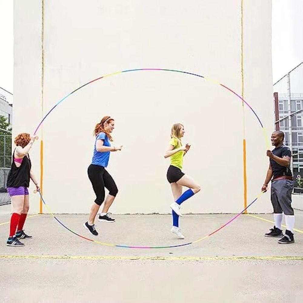 Anti-Slip Rainbow Long Rope Ball Handle 5m Jump Rope Group Skipping Rope  Fitness Equipment