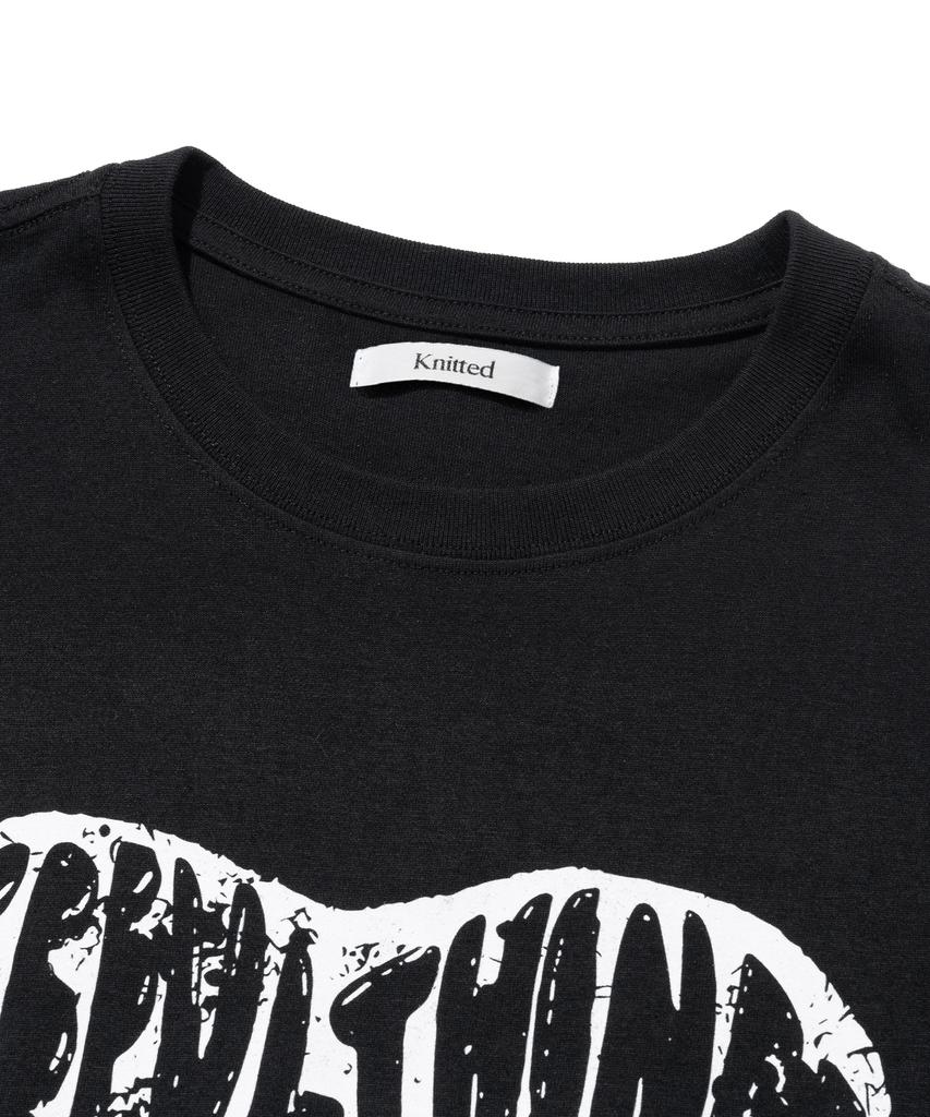 KNITTED Vintage Heart T-Shirt Black-White