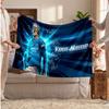 Erling Haaland Personalized Fleece Blanket With Football Logo, Custom Name Text Soft Warm Home Throw Blanket