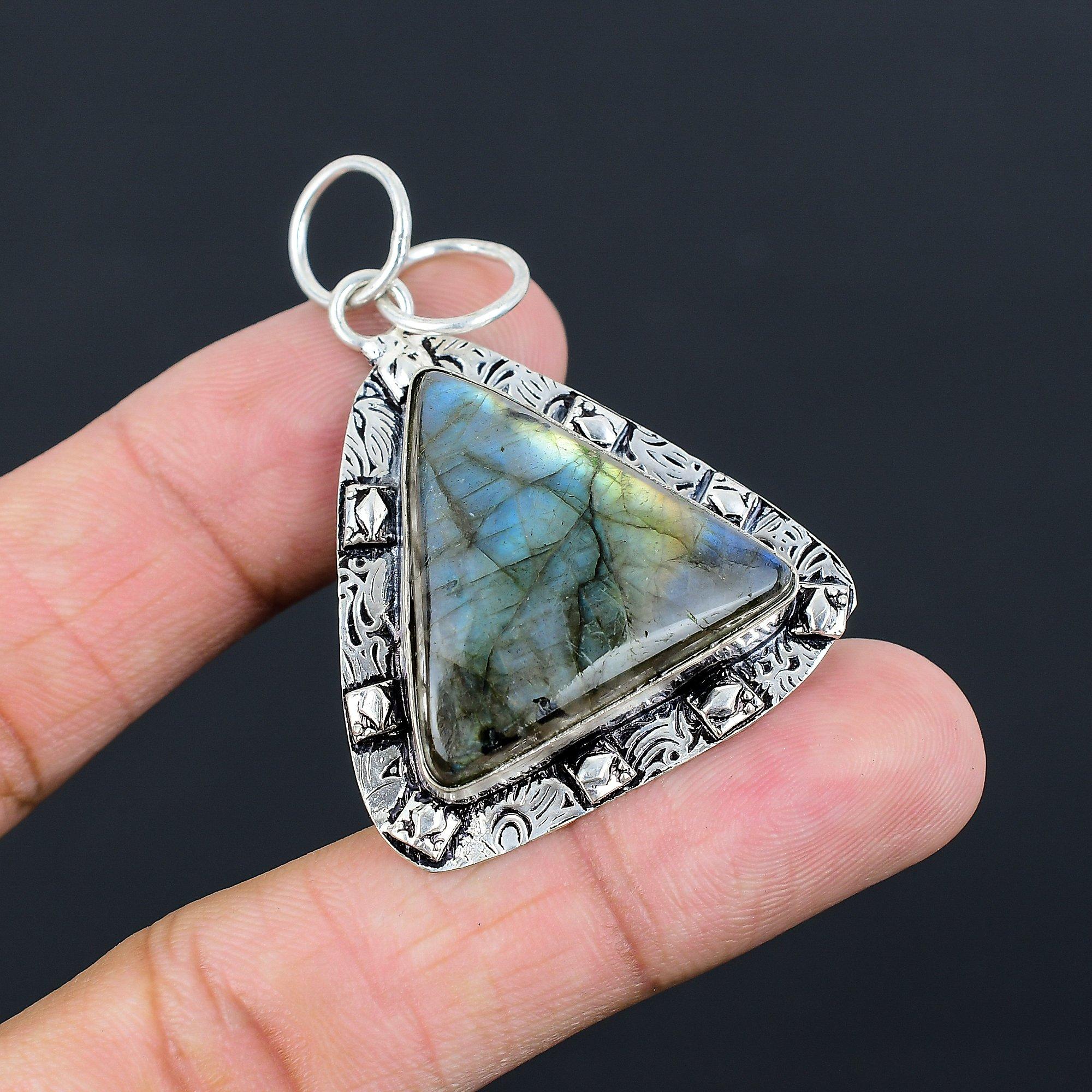 Sisters Day Sale Natural Labradorite Sterling Silver Bezel Wife Pendant Jewelry
