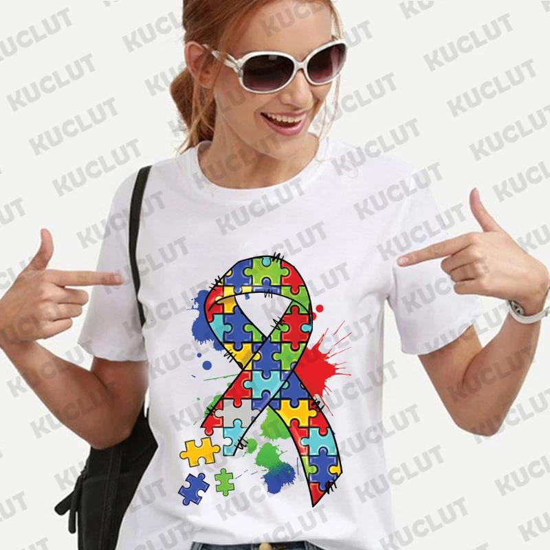 Autism Awareness Shirt Women Clothing Unisex Tshirts Autism Support Tshirt Short Sleeve Clothes Awareness Month Oversized Tees