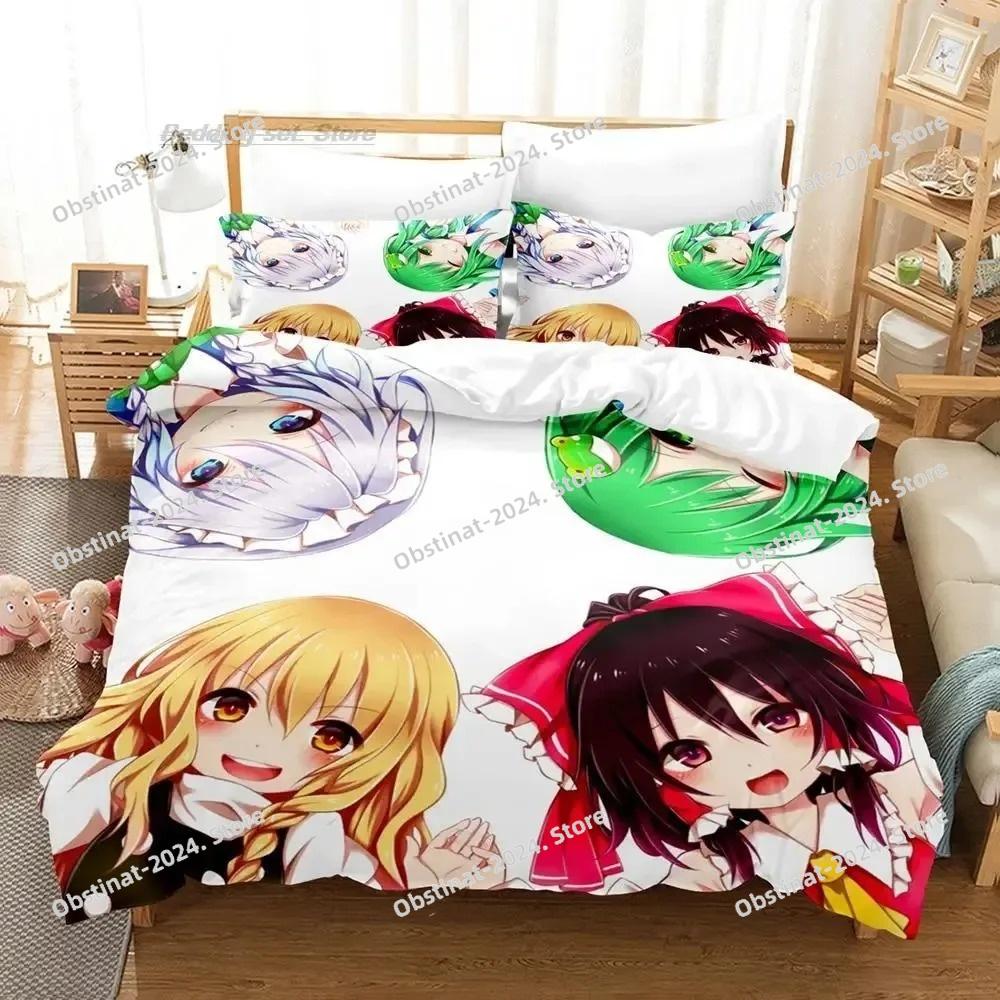 3D Print Kawaii Anime Touhou Project Bedding Set Single Twin Full Queen King Size Bed Set Adult Kid Bedroom Duvet Cover Sets