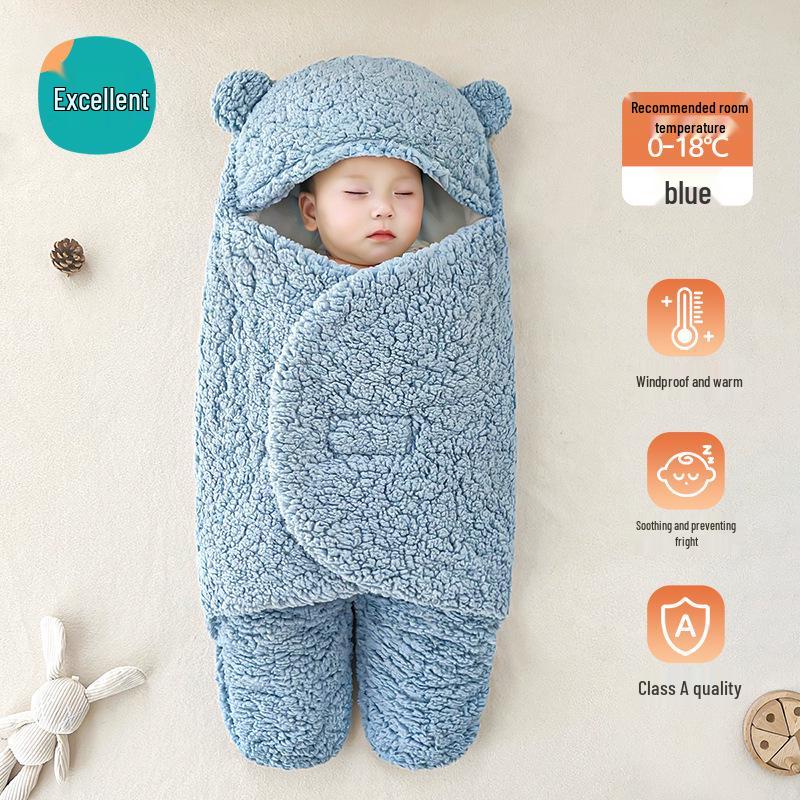 Lambswool Winter Baby Swaddle Blanket - Anti-Startle Thick Wrap