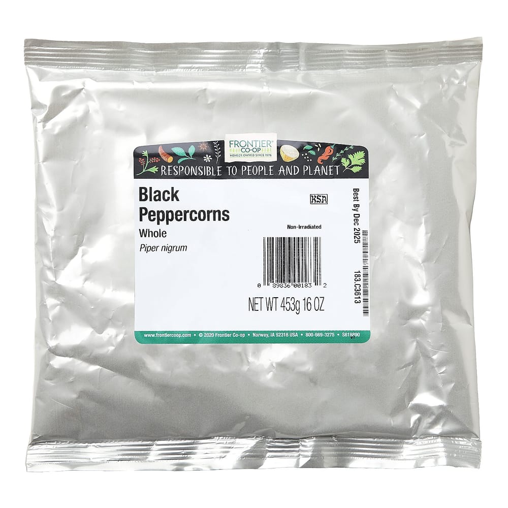 Frontier Natural Products Whole Black Peppercorns 453g (16oz)