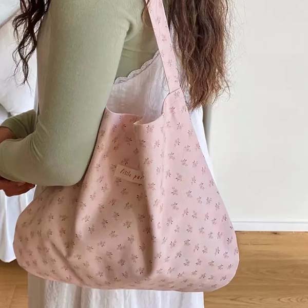 

WTEMPO Універсальні сумки великого розміру з квітковим принтом Жіночі партійні повсякденні біло-рожеві приміські сумки через плече Сумки через плече 36*30cm рожевий