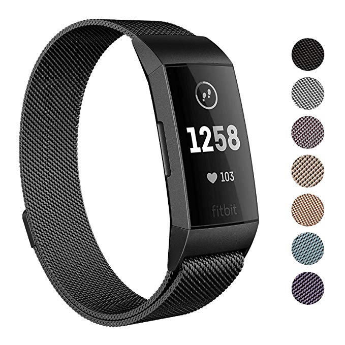 Stainless Steel Milanese Wrist Watch Band Replacement for Fitbit Charge 4/3