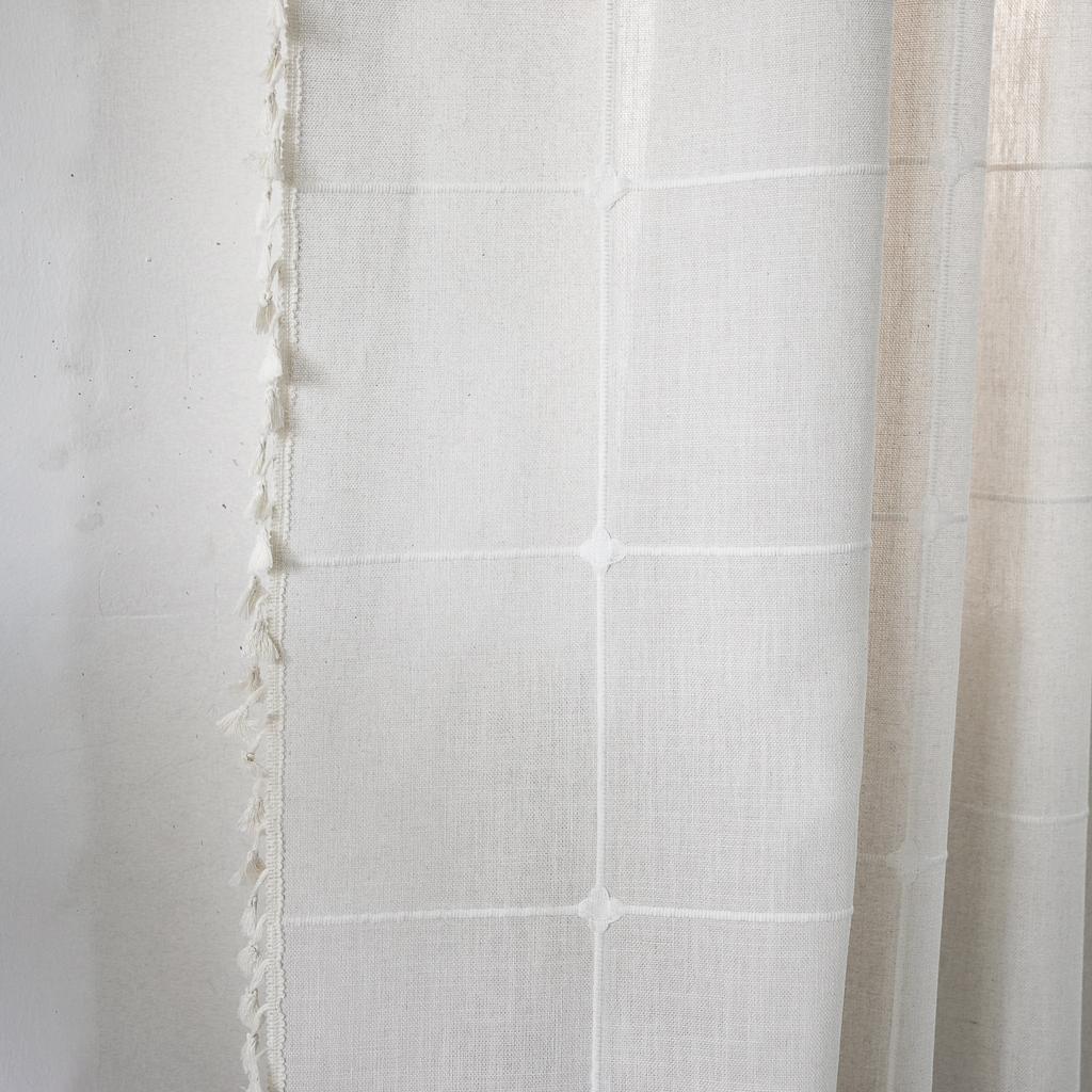 Curtain Finished American Embroidery Large Lattice Small Window Kitchen Decoration Bay Window Curtain
