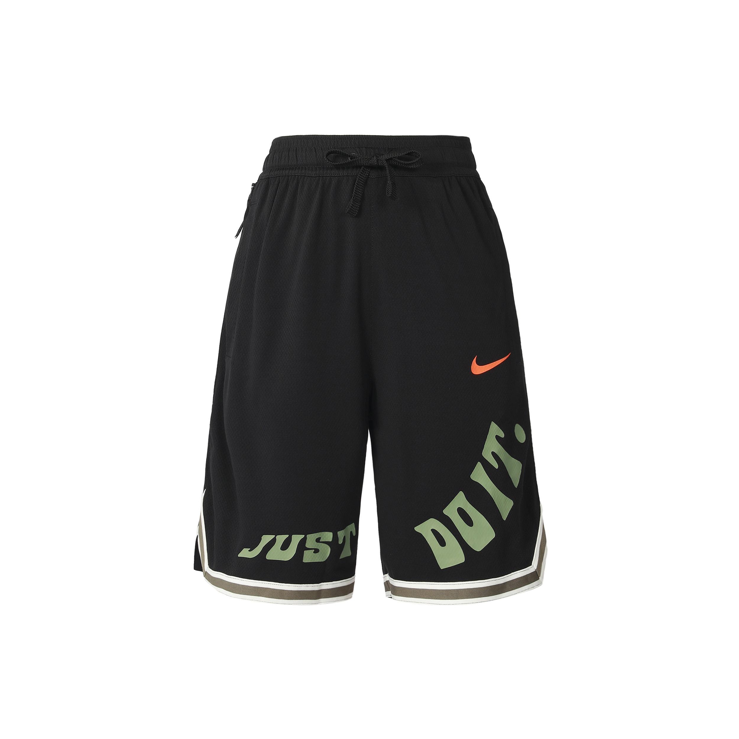 Men s Nike Brand Logo Alphabet Printing Pattern Drawstring Elastic Waistband Basketball Shorts Black DX6138-010 XL