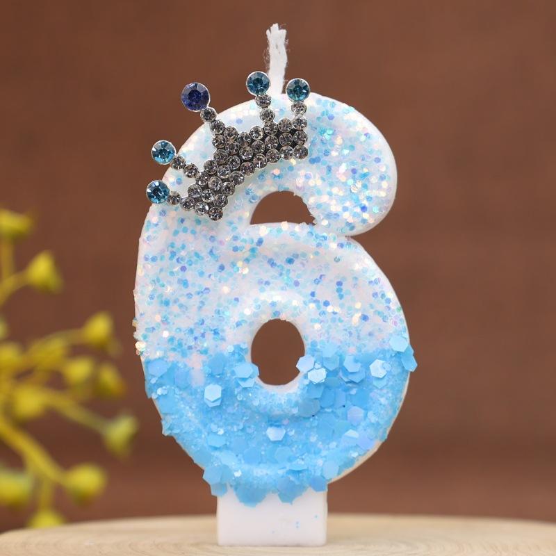 New Charming Blue Crown Creative Digital Candle Celebration Candle Cake Decoration Birthday Candle