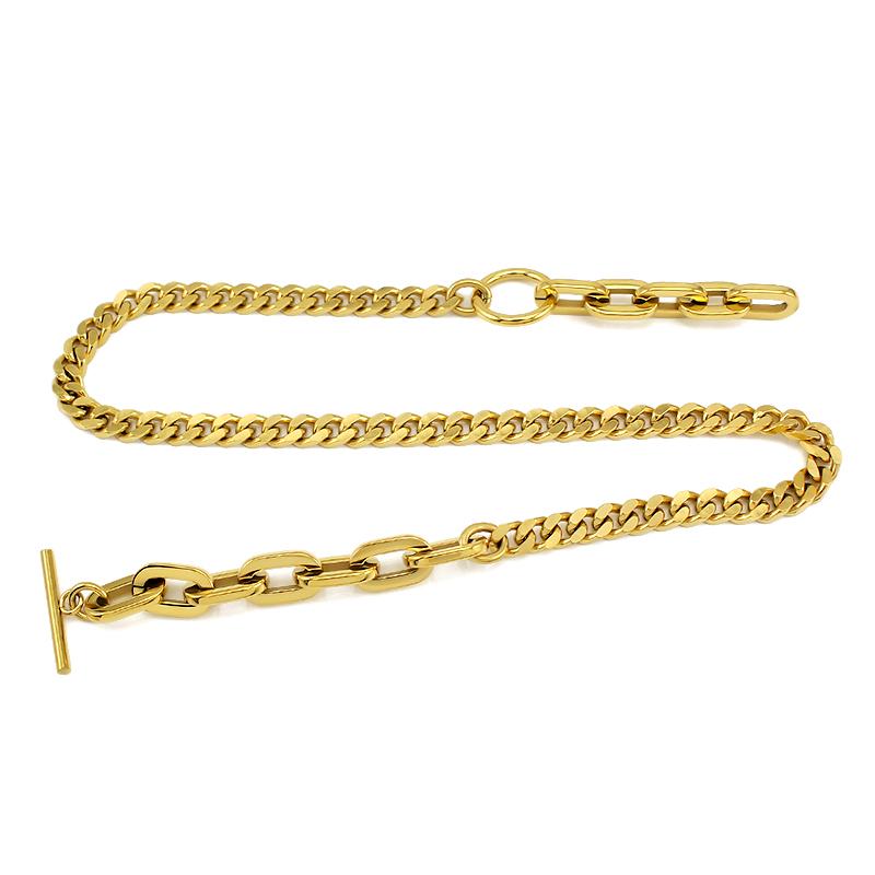 Stainless Steel Hip Hop Cuban Link Chain for Women Men T bar Toggle Clasp Long Chain Pendant Charm Choker Necklace Party Jewelry