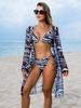 Stylish Three-Piece Bikini with Mesh Skirt – European and American Print Swimwear for Beach Vacation