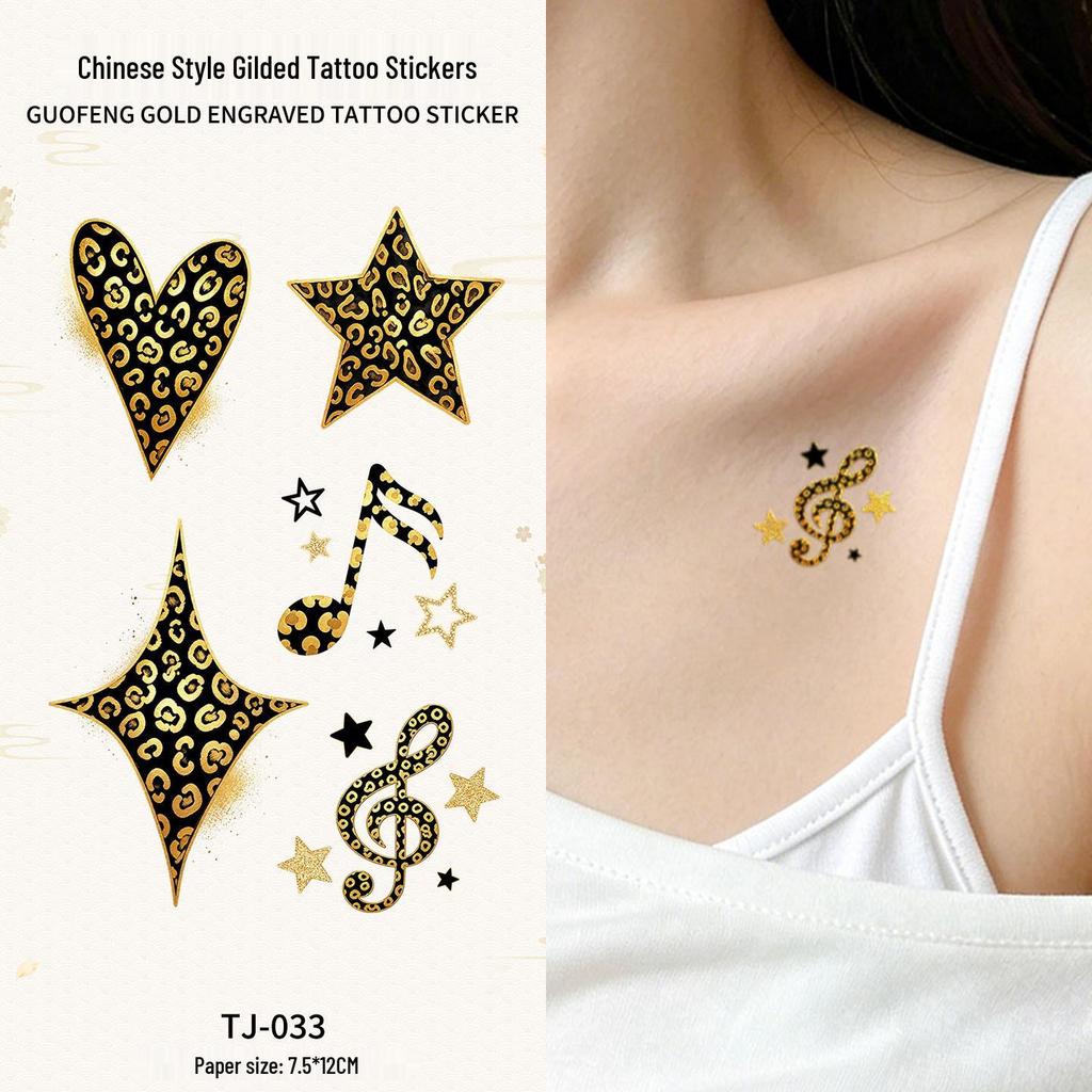Chinese Style Waterproof Phoenix & Koi Tattoo Sticker - Long-lasting, Aesthetic Dunhuang Design for Arm & Collarbone