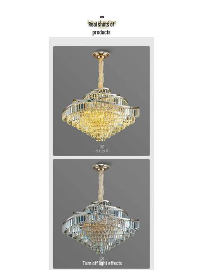 Postmodern Retro Wave Crystal Chandelier for Living Room, Bedroom, or Dining Light - Eye Protection & Atmospheric Design