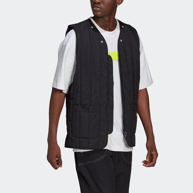 Adidas Originals Etichetă cu Logo Solid Vestă Sport cu un singur rând de nasturi Vestă Bărbați Negru GN8047