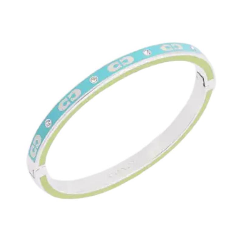 COACH Inlaid design brass plated enamel bracelet women's blue