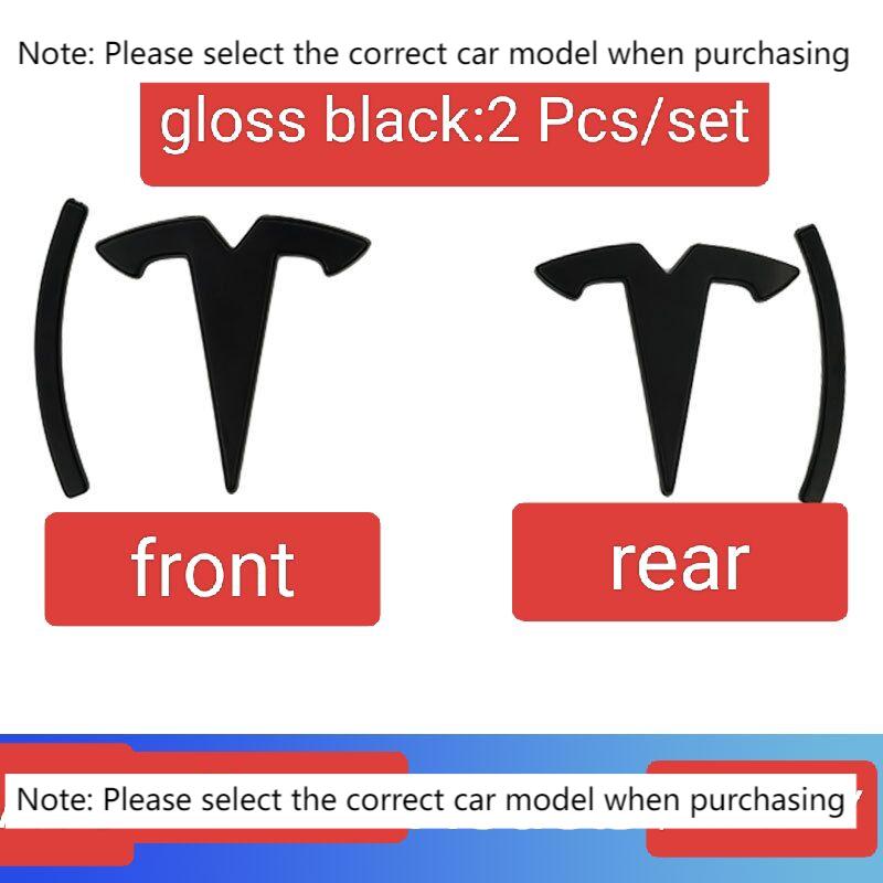 ABS Coverable Front Logo Rear Logo Steering Wheel Badge for Tesla Model 3 Y Carbon Fiber Label Car Accessories Personalization
