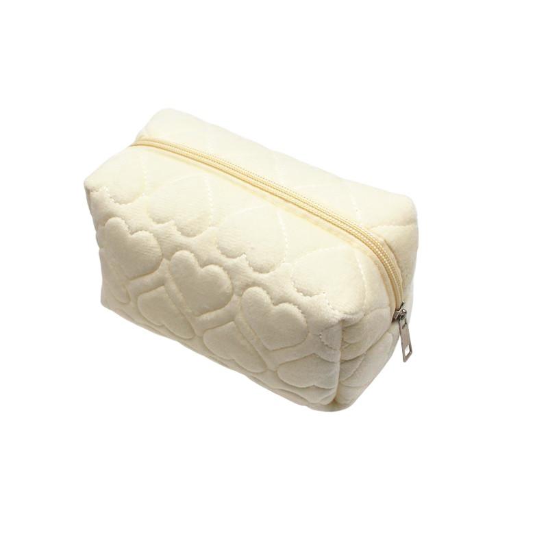 Love Pattern Plush Makeup Bag For Women Portable Travel Commuting Large Cosmetic Bags Zipper Toiletry Bag Washing Storage Bags