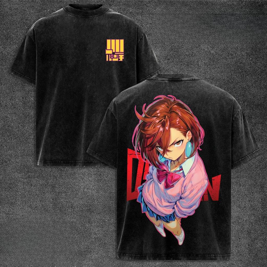 T-shirt Imprimé Dandadan Momo Ayase Hommes Femmes T-shirts en Coton Lavé Manga Vintage T-shirt Harajuku Masculin Décontracté Manches Courtes T-shirt