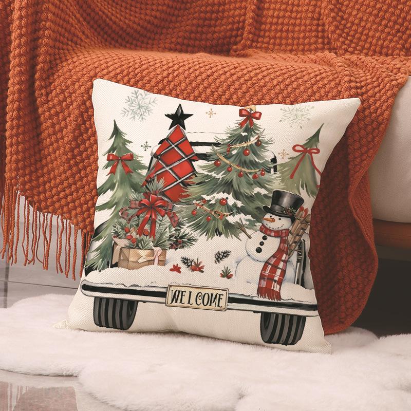 

Рождественская наволочка Простая серия с буквами Украшение для спальни и дивана Льняная наволочка с принтом 45X45cm (pillowcase only)