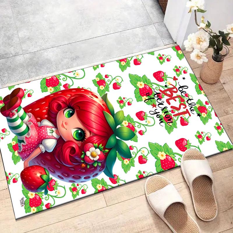 Strawberry Polyester Carpet, Soft Indoor Mat for Office Chair, Living Room, Computer Desk - Decorative Home Office Rug Design