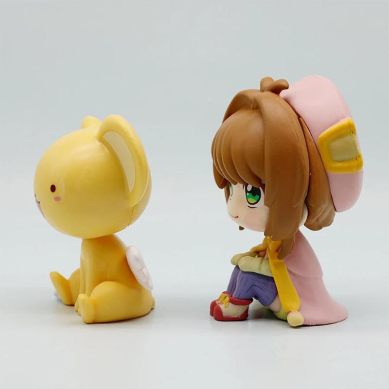 10cm Card Captor Sakura Anime Figure Look Up Kinomoto Action Version Cerberus Model Toy Doll Desk Decor Gift Q PVC Poseable Articulated Scale Detailed