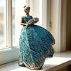 Simulated Flower Fairy Figurine, Resin Sculpture with Embossed Lace Texture, Ornament for Outdoor Indoor Garden Decor Elegant Gift