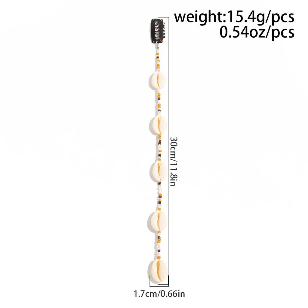 Beach Conch Starfish Scallop Tassel Hair Accessory for Women DIY Summer Beach Long Pendant Braided Wax Thread Hair Decoration Jewelry Charm Hair Clip