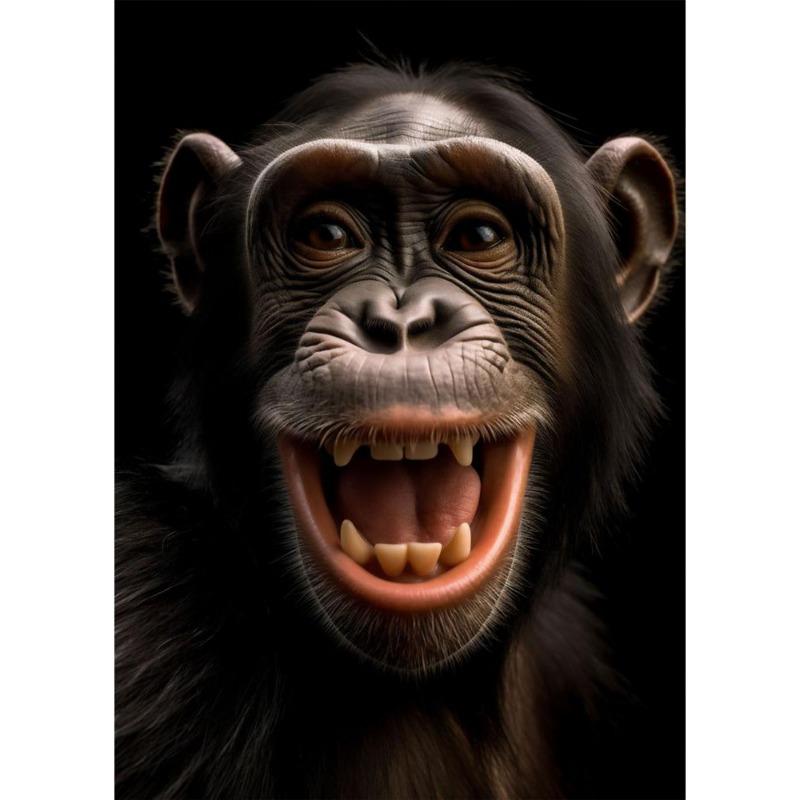 Funny Monkey Selfie Happy Chimpanzee Poster with Print Canvas Painting Animal Wall Art for the Living Room Home Decor Cuadros