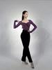 Women's Floral Latin Dance Slim-Fit Long-Sleeve Top - Modern & Stylish Design