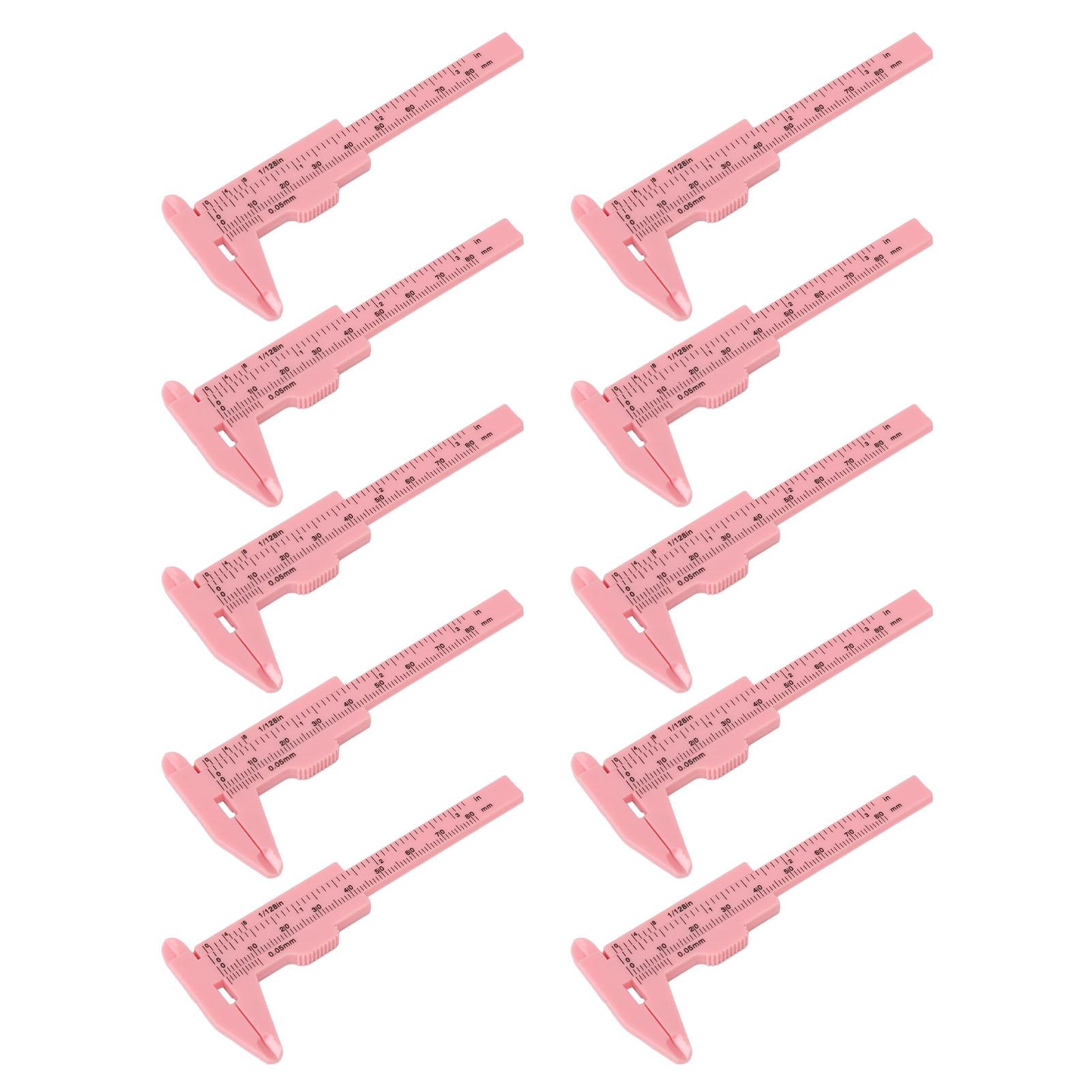 

10 шт. 80 мм Розовая линейка для измерения бровей, тату бровей, двойная шкала, штангенциркуль Вернье, скользящий измеритель