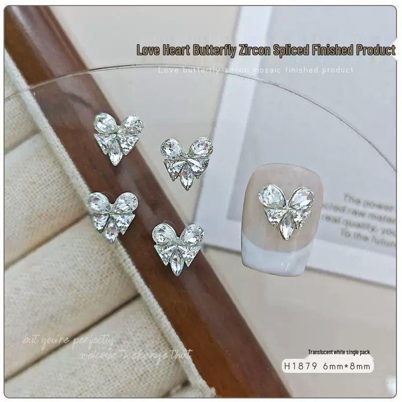 Fertige Maniküre Liebe: Glänzende Strass Schmetterling & Zirkon Nailart Dekorationen