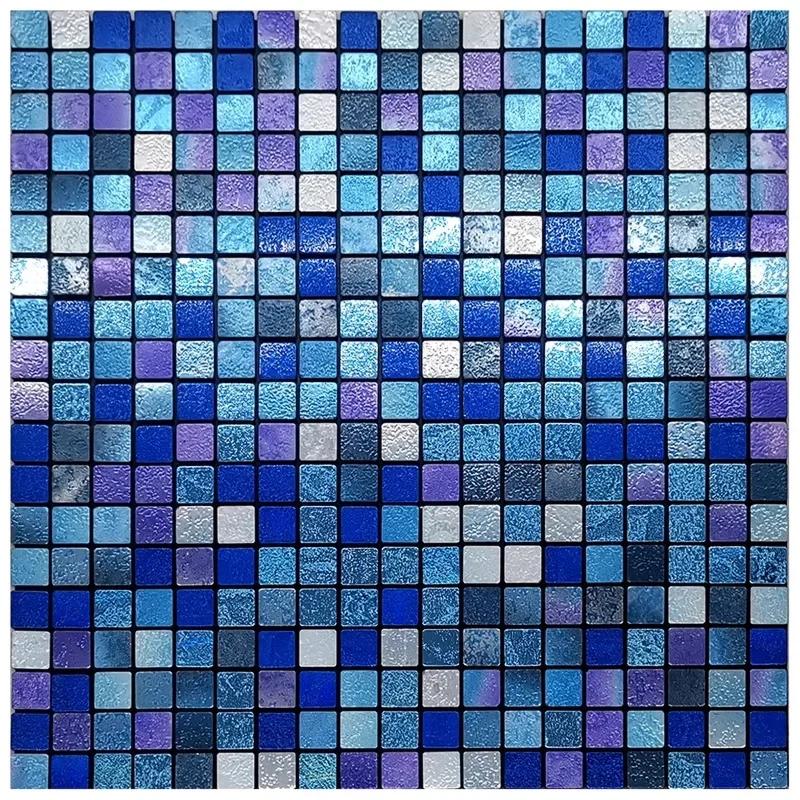 3D European Smooth Metal Mosaic Wall Sticker Self-adhesive Tile Kitchen Bathroom Bar Living Room TV Background Wall Decor Stick