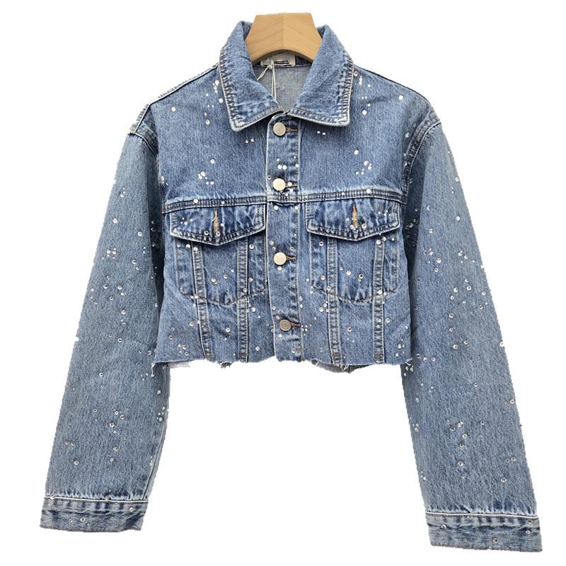 European Station 2026 Spring Rhinestone Embellished Loose-Fit Women's Denim Jacket