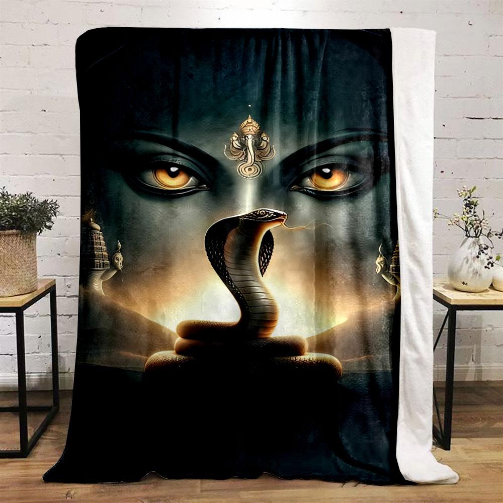 Hindu Goddess Cobra Blanket Bedroom Blanket for Livingroom Couch Lunch Break Soft Throw for Friend's Festival Gift