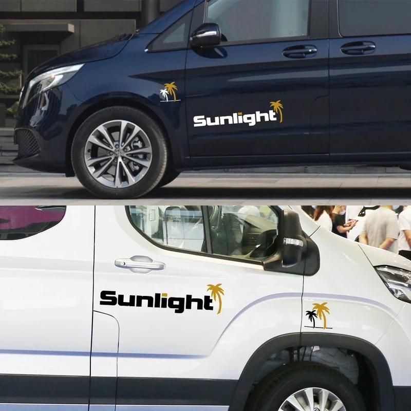 Kreativer Sonnenlicht Camping Aufkleber für Van Camper Wohnwagen LKW Wohnmobil RV Motor Vinyl Aufkleber Auto Karosserie Dekoration Zubehör