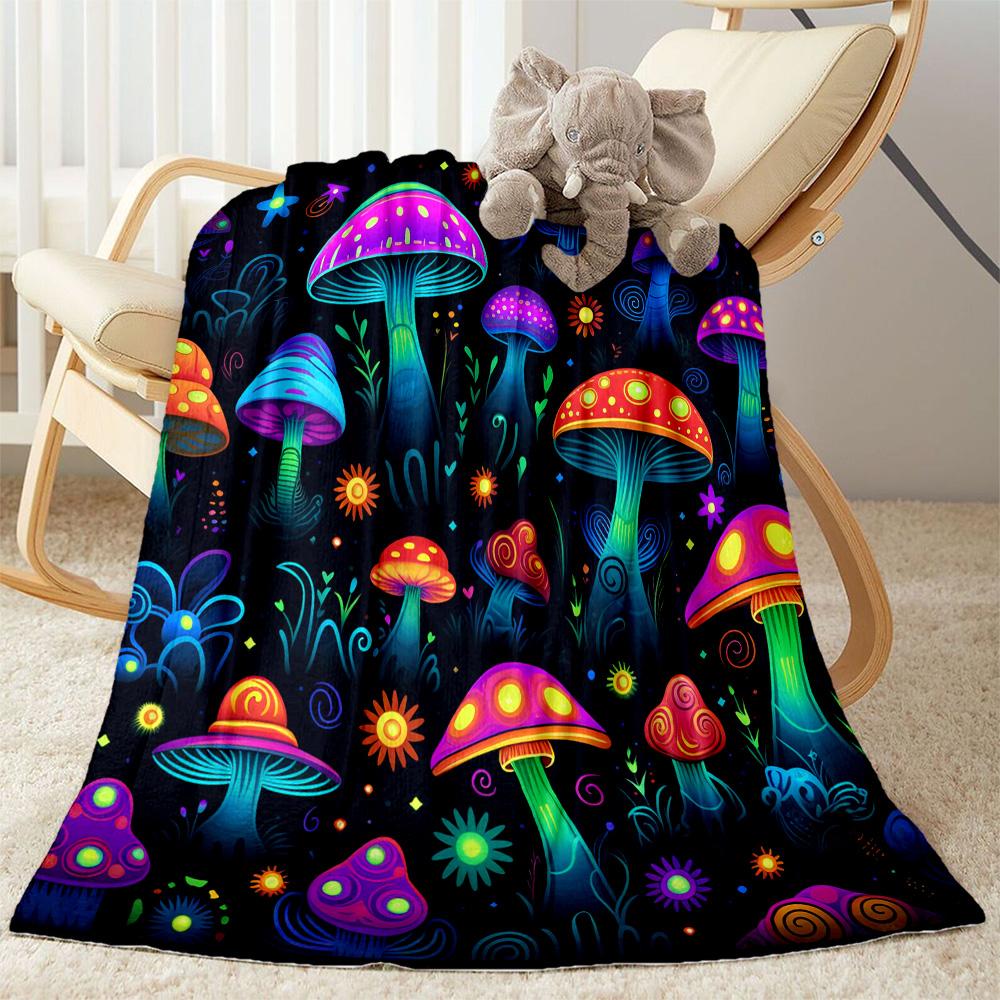 1pc Psychedelic Mushroom Garden blanket Soft and Warm for Sofa Office Camping Travel Livingroom Great Gift for Friends and Family Comfortable