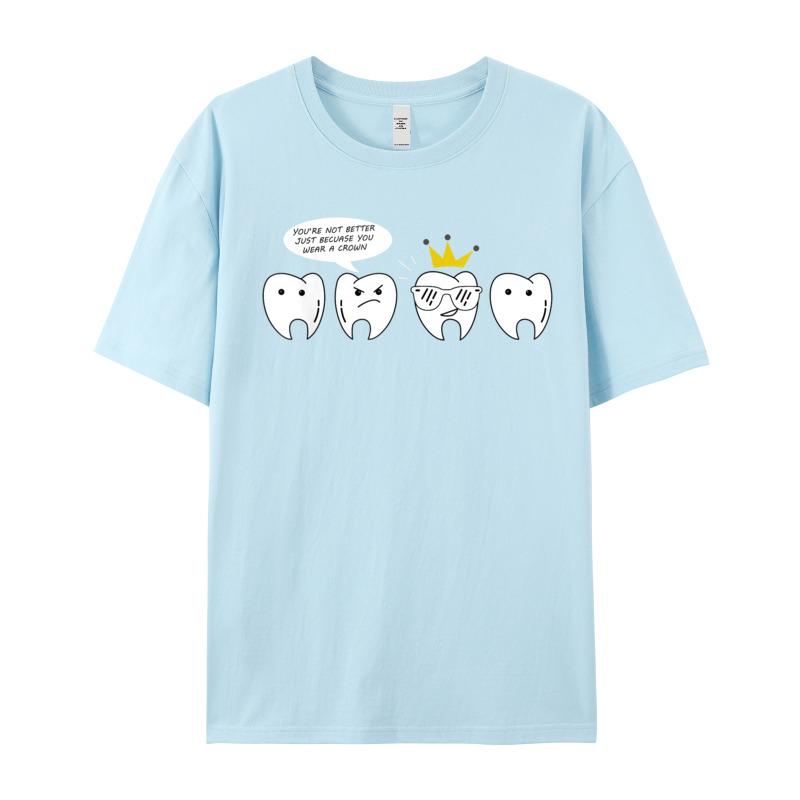 Funny Tooth Shirt For Dentist Crewneck Tshirt Father Day Party Tees Short Sleeve Hip Hop 100 Cotton Tops T Shirt Female