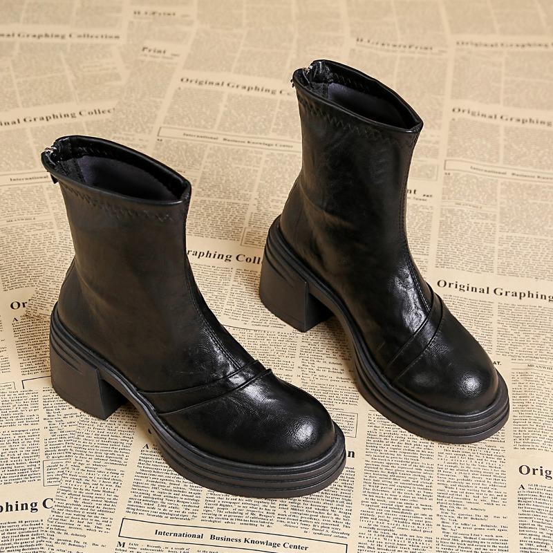 Autumn Winter Concise Thick Sole Woman Ankle Boots Comfort Short Plush Party Dress Shoes Modern Short Botas Para Mujer