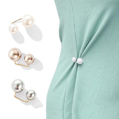 2 Piezas de Mujer / Set Broches de Moda Vanguardista Broches Dobles de Perlas Broches Metálicos para Solapa Pines Pines Broche para Suéter Camisa Cárdigan