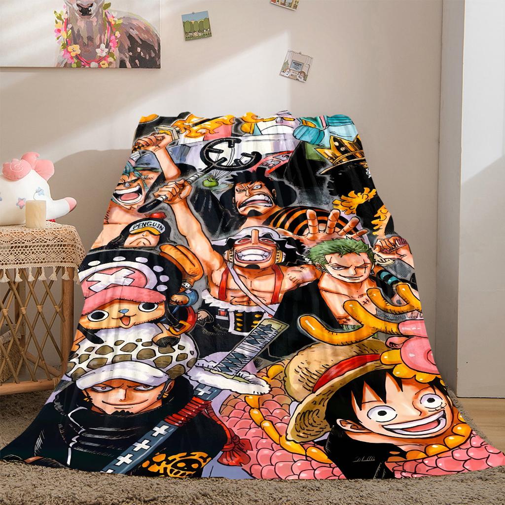 One Piece Anime Luxury Flannel Lightweight Blanket Home Decor Sofa Bed Travel Cover Family Gift LXR142