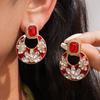 DIGADAGU Alloy Rhinestone Oval Geometric Dangle Earrings New Simple Luxury Earrings Women Work Zircon Accessories