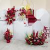 Festive Red Floral Wedding Decor: Chinese Engagement Banquet Background