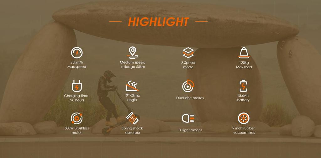 Faltbarer Elektroroller Kukirin G2 Pro (VMP), 500W Motor, 48V 15,6AH Akku, Höchstgeschwindigkeit 25 km/h, Reichweite 65 km, 9-Zoll-Reifen + 4 Geschenke