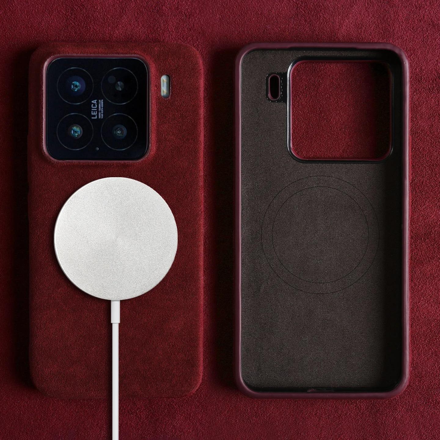 

Magnetic Alcantara Case for Xiaomi 15T Pro Mi 17 Pro Max 14T 14 Ultra 13 12s Full Coverage Artificial Leather Suede Phone Cover Xiaomi Mi 11 Ultra червоний
