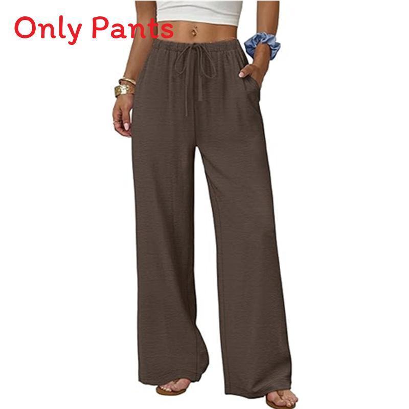 Casual Wide Leg Pants For Women With Pockets Made Of Ice Silk Fabric For Summer Comfort