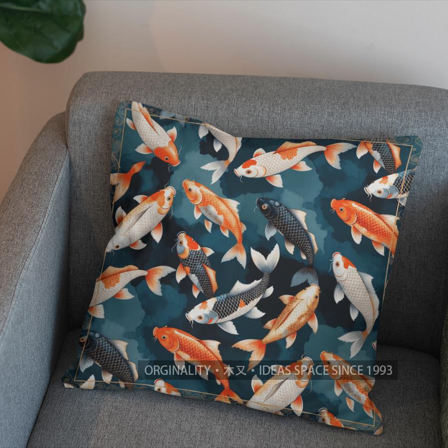 2D Colorful Goldfish Pattern Pillow For Home Decor Pattern Cushion Cover Suitable For Sofa Bedroom Car Pillow Cover