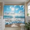 Sunny Beach Waves Shower Curtain Polyester Washable With 12 Hooks For Bathroom Decor