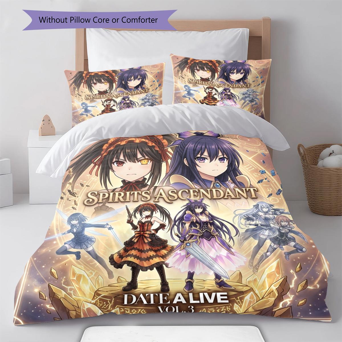 Date A Live Мягкое постельное белье Пододеяльник Удобный, Детский комплект постельного белья Подарок, Очень большой Различные размеры -HE80 135x200cm