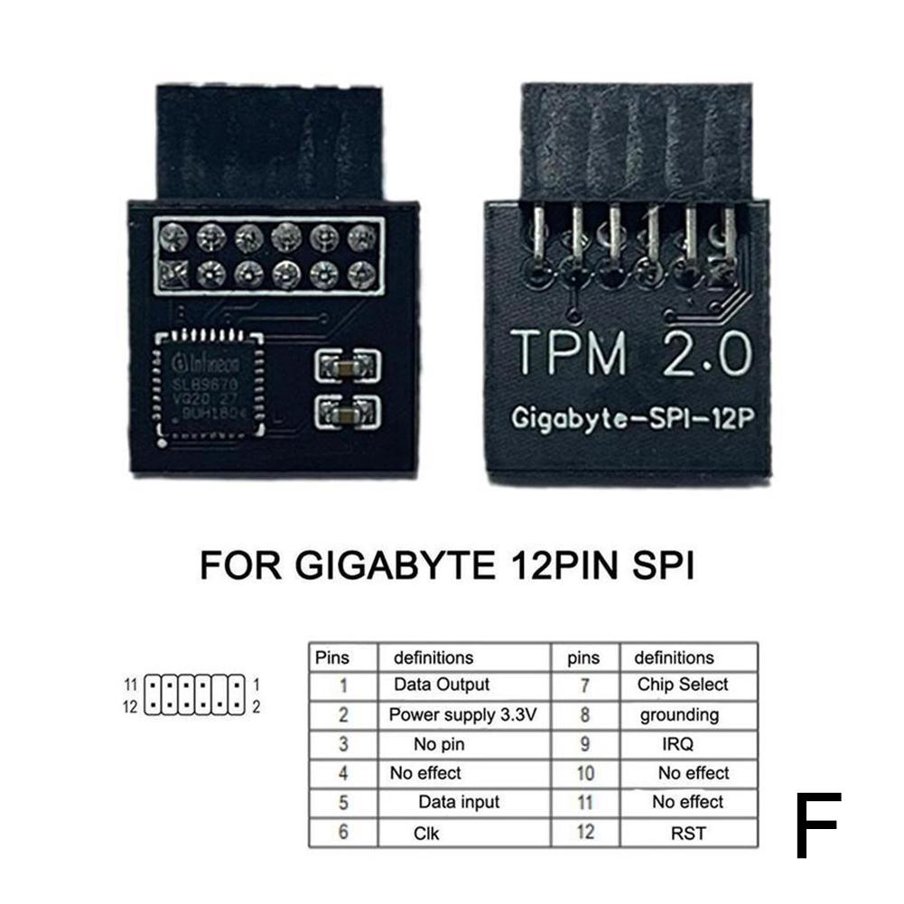 TPM 2.0 Encryption Security Module Remote Card 12 to 20 Pin for Windows 11 Upgrade Multi- Motherboard Support Secure Data